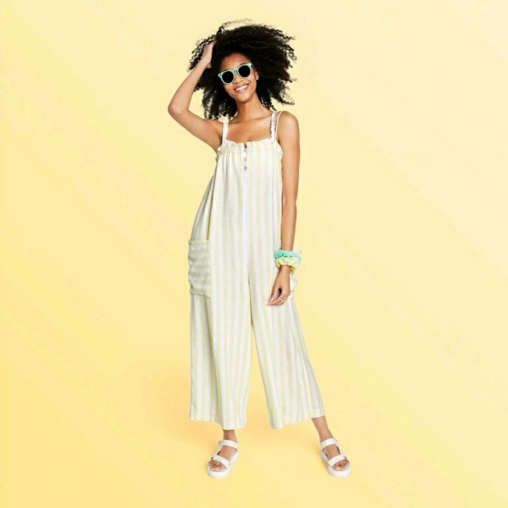 Stoney Clover Lane x Target size small yellow striped jumpsuit